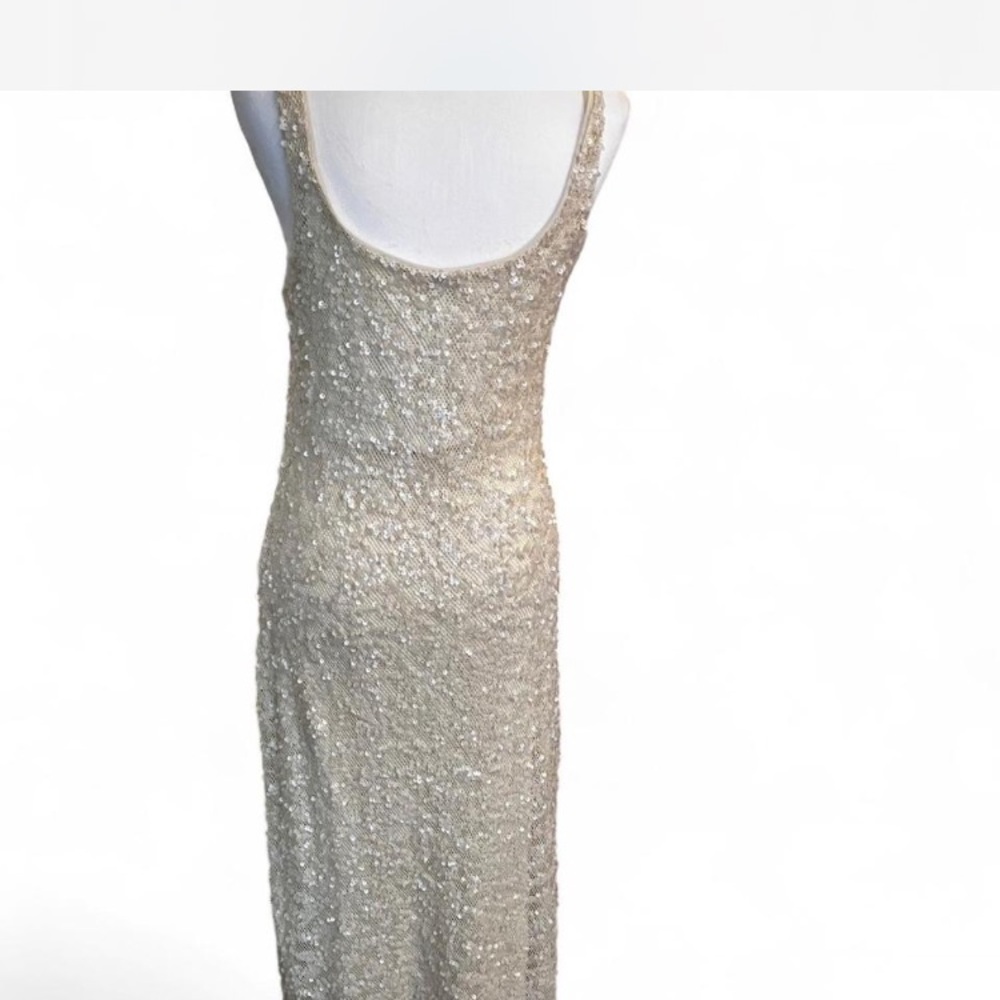 Wedding Guest Cream Sequin Maxi Dress. Stretch fabric in the lining for comfort! - Picture 6 of 10